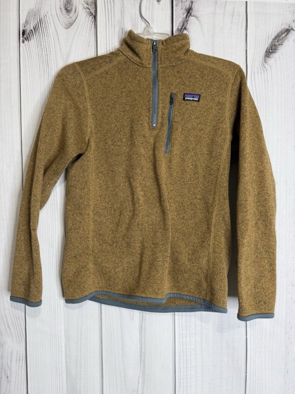 Patagonia Boys Better Sweater 1/4 Zip Fleece Pullover Sz XL (14) Brown